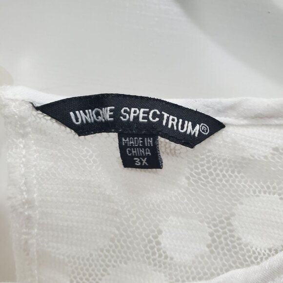 Unique Spectrum Woman's White Polka Dot Mesh Boho Flowy Peasant Top Plus 3X - Picture 4 of 7